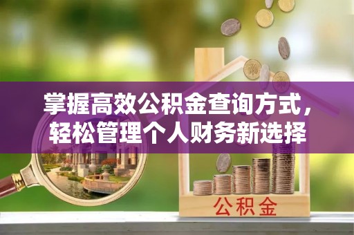 丰镇掌握高效公积金查询方式，轻松管理个人财务新选择