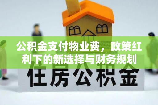 丰镇公积金支付物业费，政策红利下的新选择与财务规划